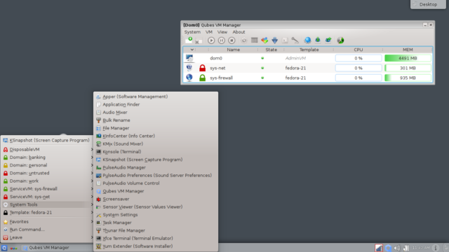 Qubes OS 2 qubes os 4.0 Desktop Xfce